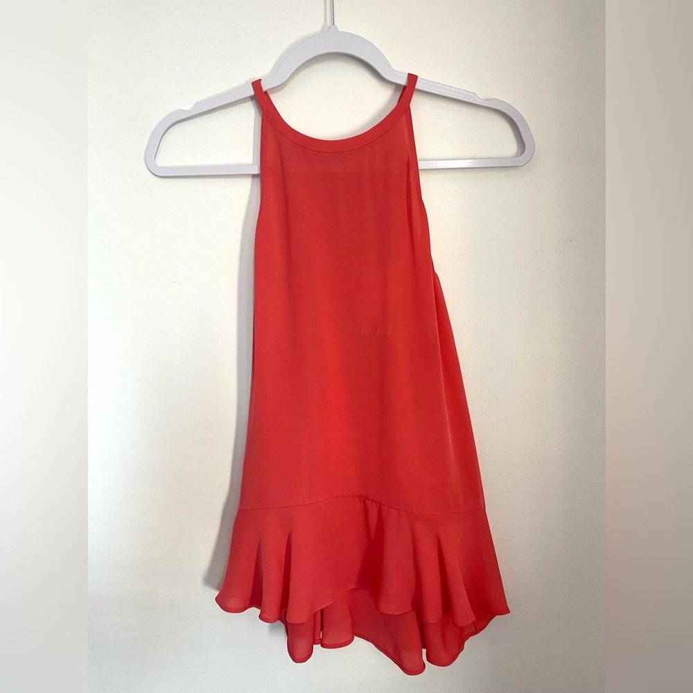 DVF DianeVon Furstenburg | Coral Silk Peplum Tank